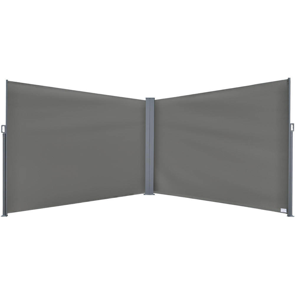 Outsunny Cream Grey Steel Frame Double-Sided Retractable Awning 6 x 2m Image 2