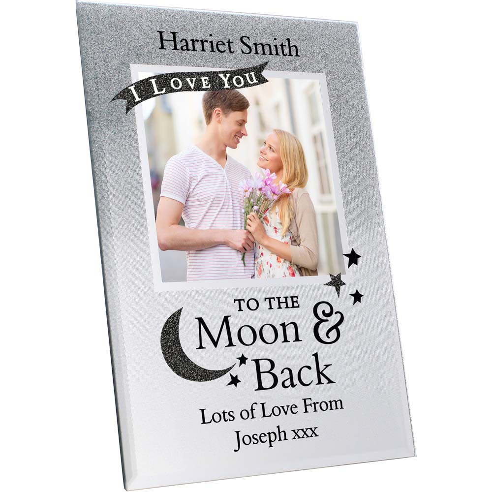 Personalised Memento Personalised To the Moon and Back Glitter Glass Photo Frame 8 x 6 inch Image 1