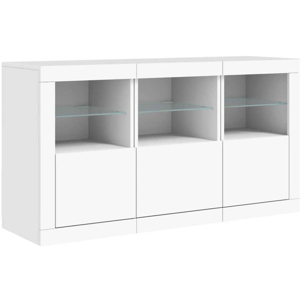 vidaXL 3 Door 6 Shelf White LED Sideboard Set of 3 Image 3
