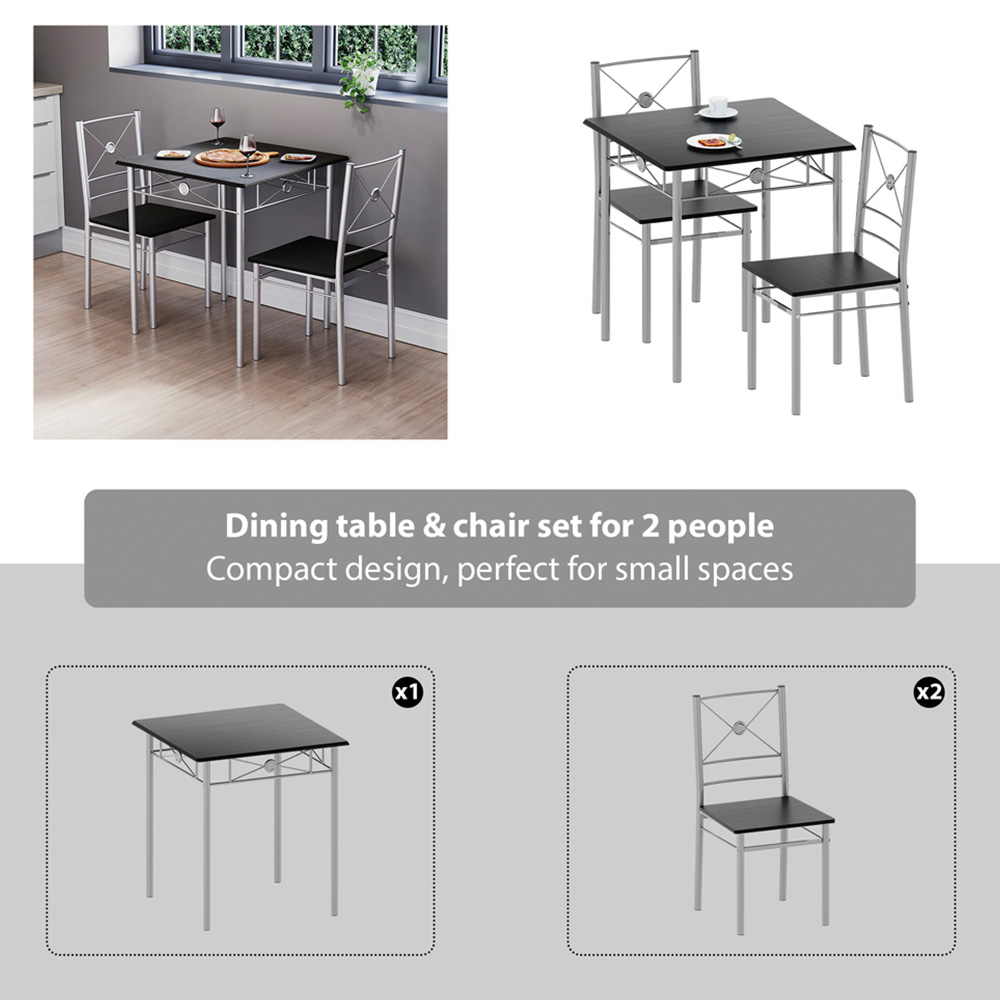 Vida Designs Roslyn 2 Seater Square Dining Set Black Image 6