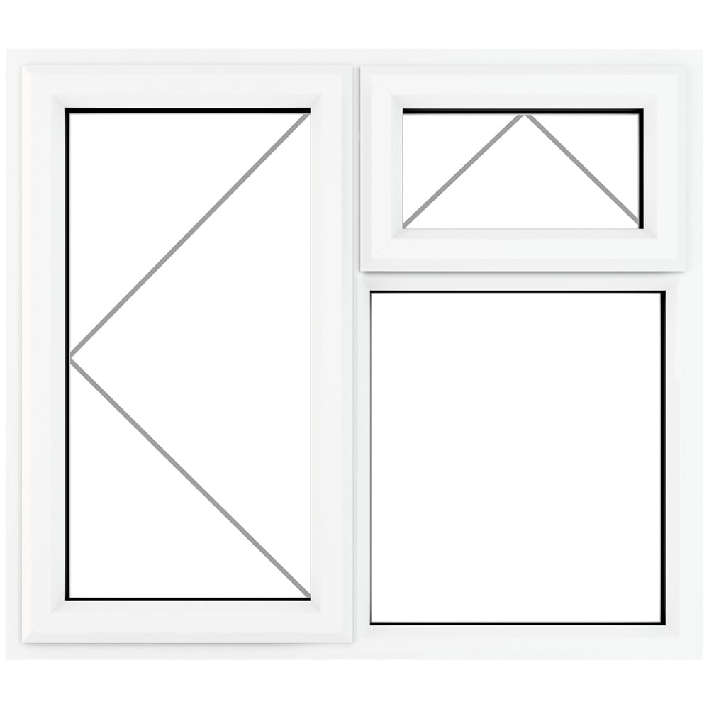 Crystal uPVC Double Glazed Window LH Side Hung and Top Opener White Clear Glass 1190x1115mm Image 2