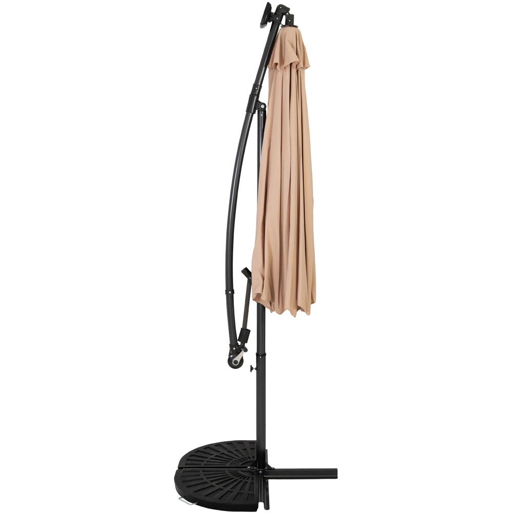 MonsterShop Beige LED Cantilever Parasol with Half Fan Base 3m Image 3