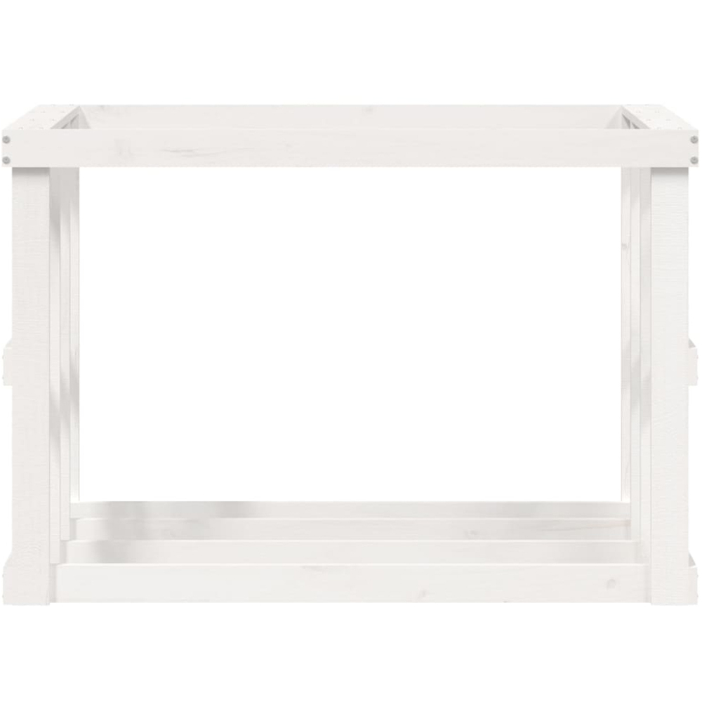 vidaXL White Solid Pine Wood Log Holder 108 x 52 x 71cm Image 4