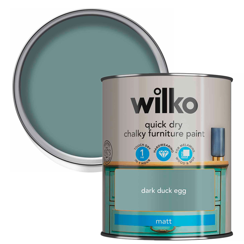 Wilko Quick Dry Dark Duck Furniture Paint 750ml Image 1