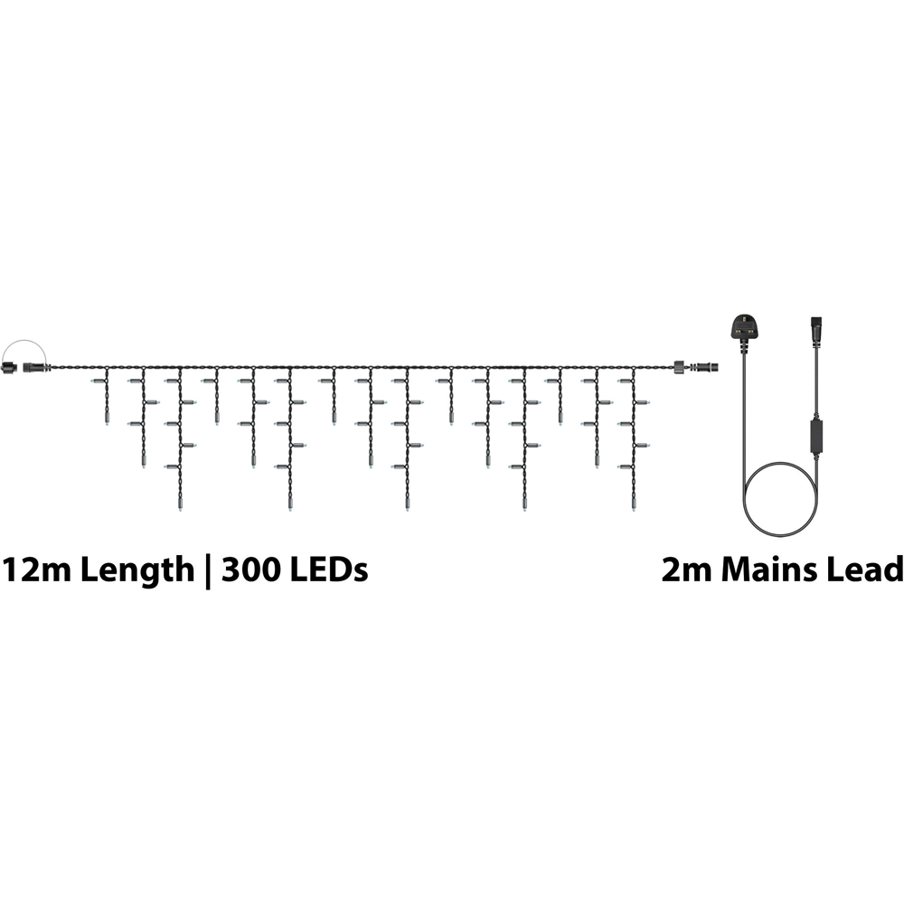 Eagle Connect 300 Warm White LED Black Icicle Light 12m Image 7
