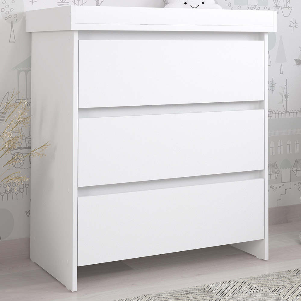 Kudl 3 Drawer White Baby Changing Table Image 1
