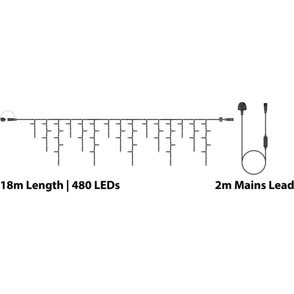 Eagle Connect 480 Warm White LED Black Icicle Light 18m Image 7