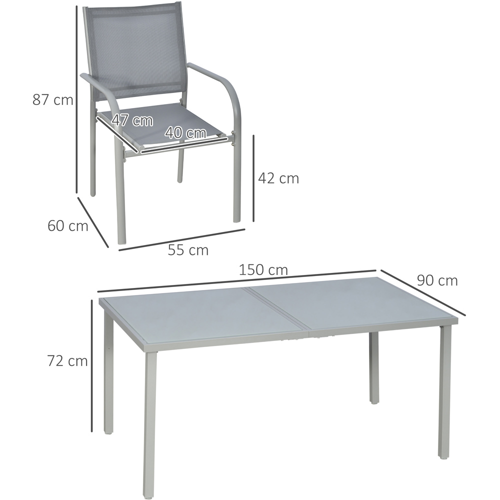 Outsunny 6 Seater Steel Garden Dining Set Grey Image 9