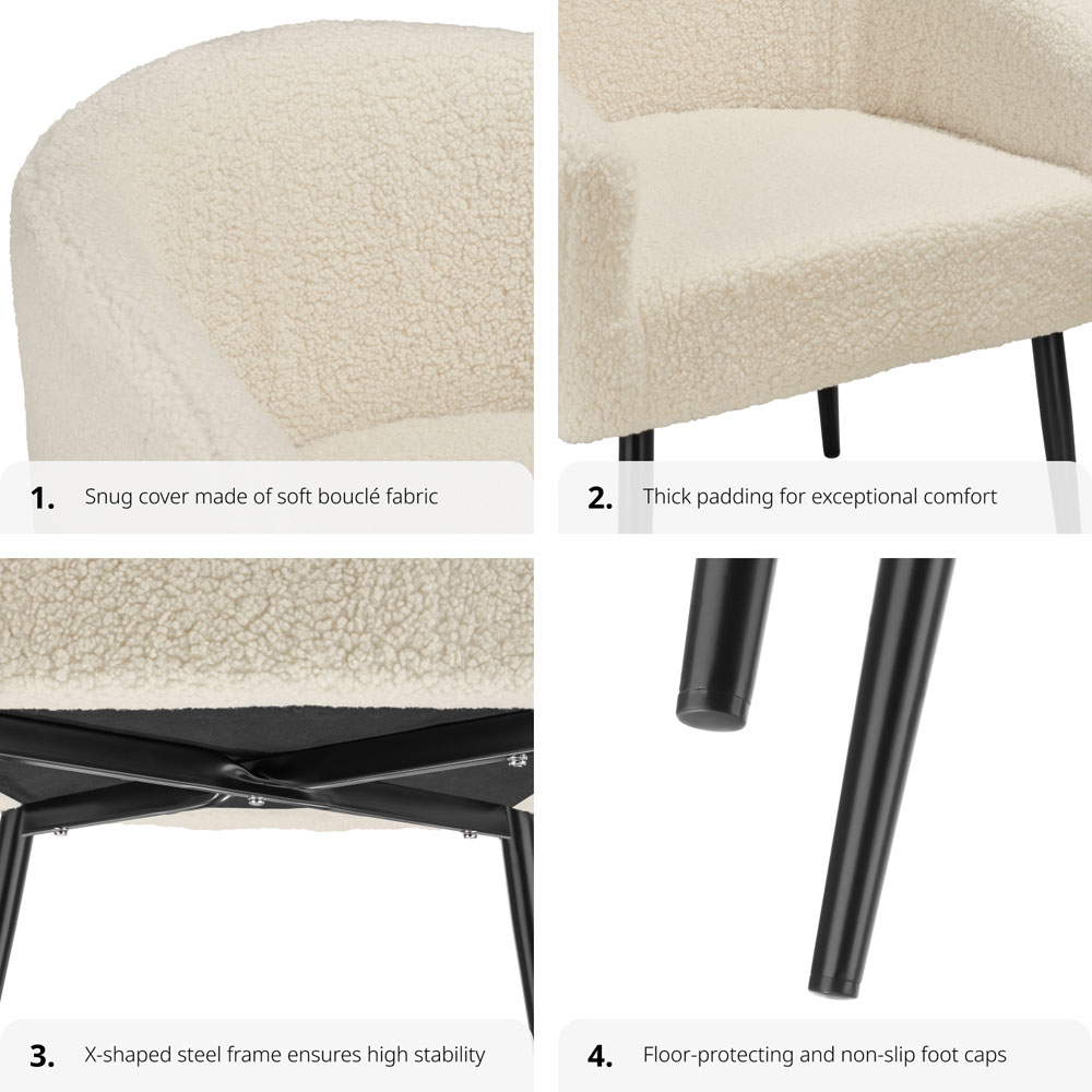 Tectake Mysig Beige Boucle Cover Armchair Image 4