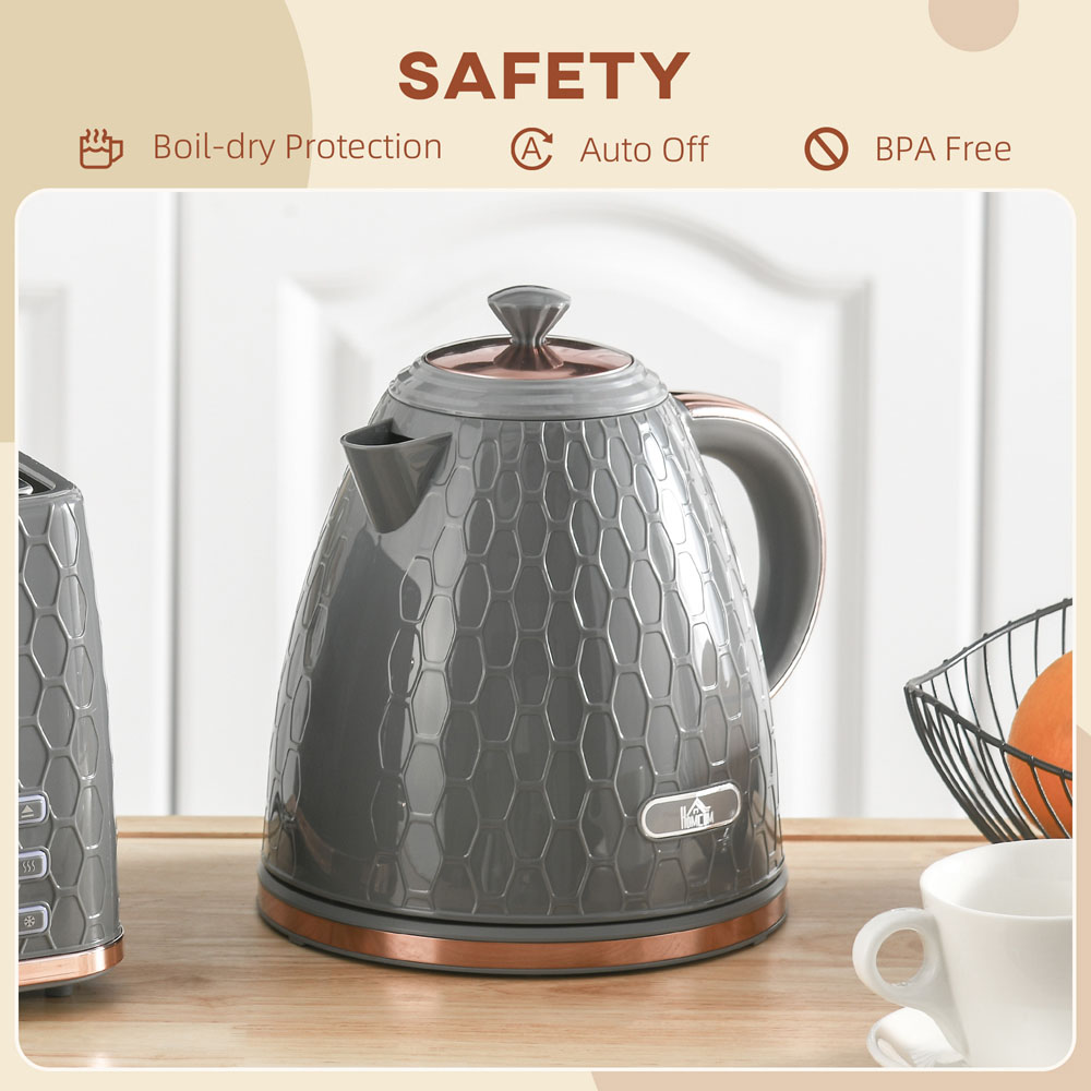 HOMCOM 800-206V70GY Grey 1.7L Fast Boil Electric Kettle 3kW Image 7