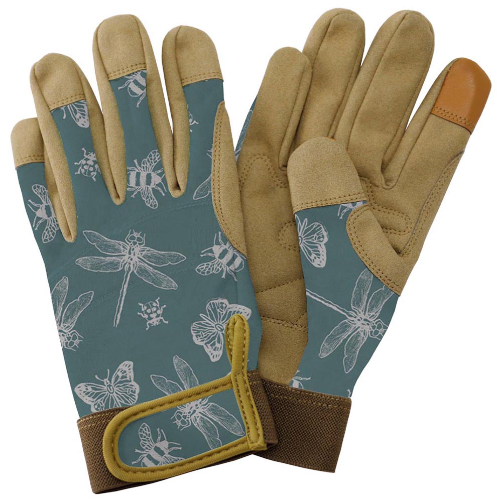 Kent and Stowe Medium Teal Flutter Bugs Print Comfort Gloves Image 1