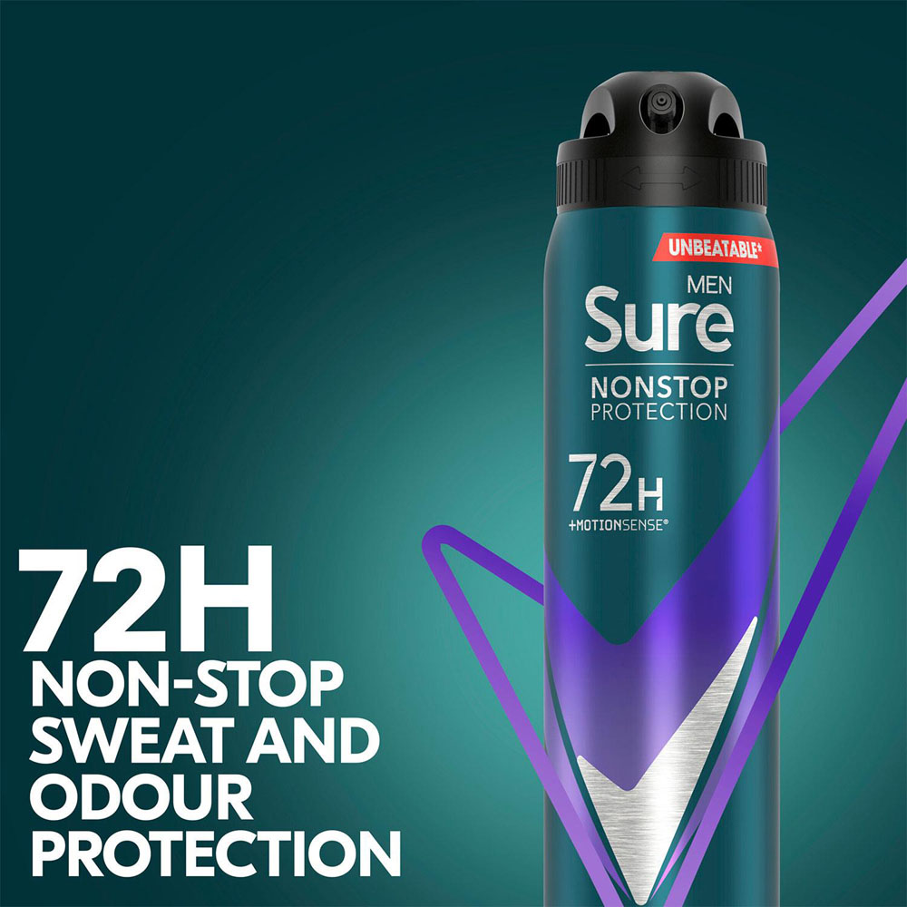 Sure Men 72H Non-Stop Protection Anti-Perspirant Active Dry Deodorant Spray 250ml 18 Pack Image 9