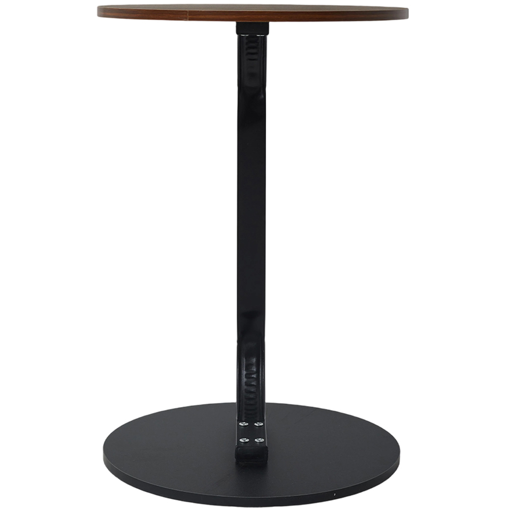 Living and Home Walnut and Black C-Shape Round Side Table Image 4