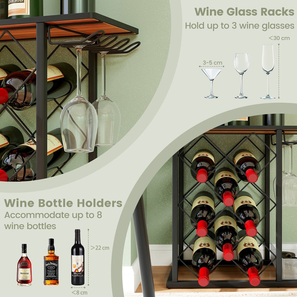 Costway 8 Bottle Countertop Wine Rack with Storage Image 8