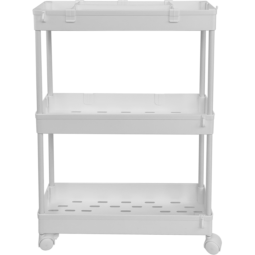 AMOS 3 Shelf White Storage Trolley Small Image 2