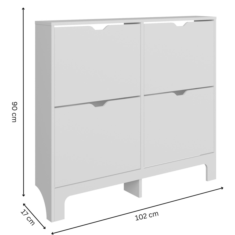 GFW White Narrow 4 Drawer Shoe Cabinet Image 9