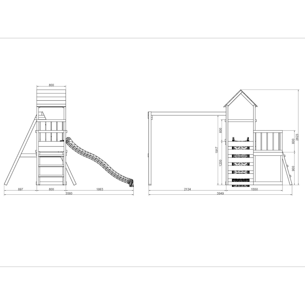 Shire Max Play Multi-Activity Wooden Play Tower with Slide Swings Climbing Wall and Sandpit Image 6