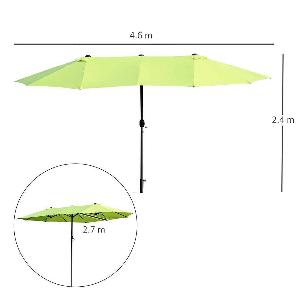 Outsunny Green Double Sided Garden Crank Parasol 4.6m Image 6