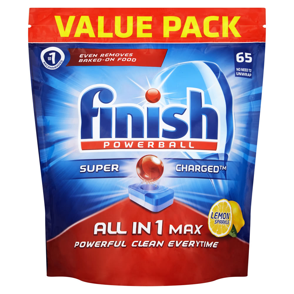 Finish All in One Max Lemon Dishwasher Tablets 65pk Image