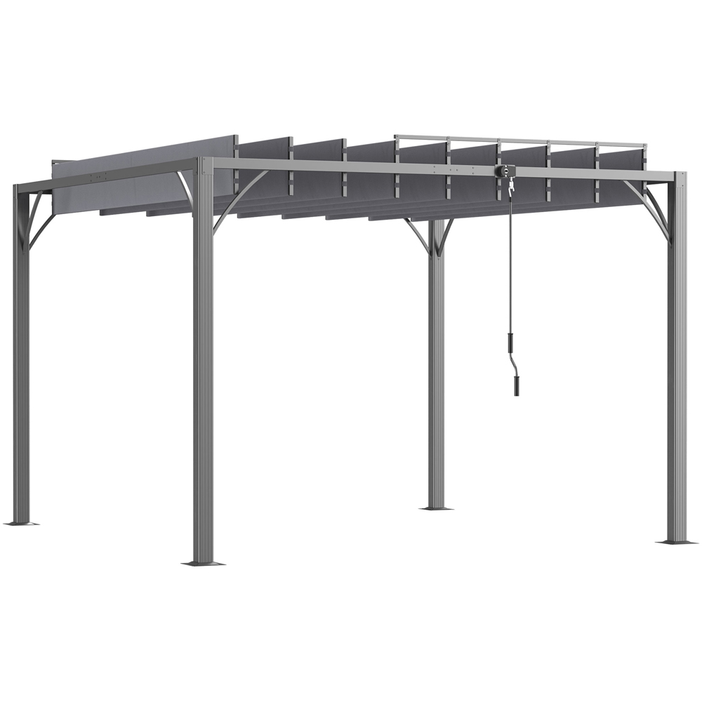 Outsunny 3 x 3m Grey Retractable Roof Louvered Pergola Image 2
