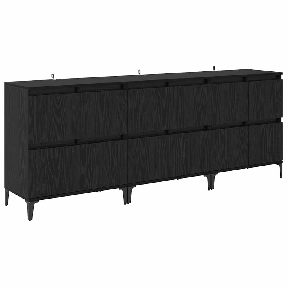 vidaXL 4 Door Black Oak Sideboard Set of 3 Image 2