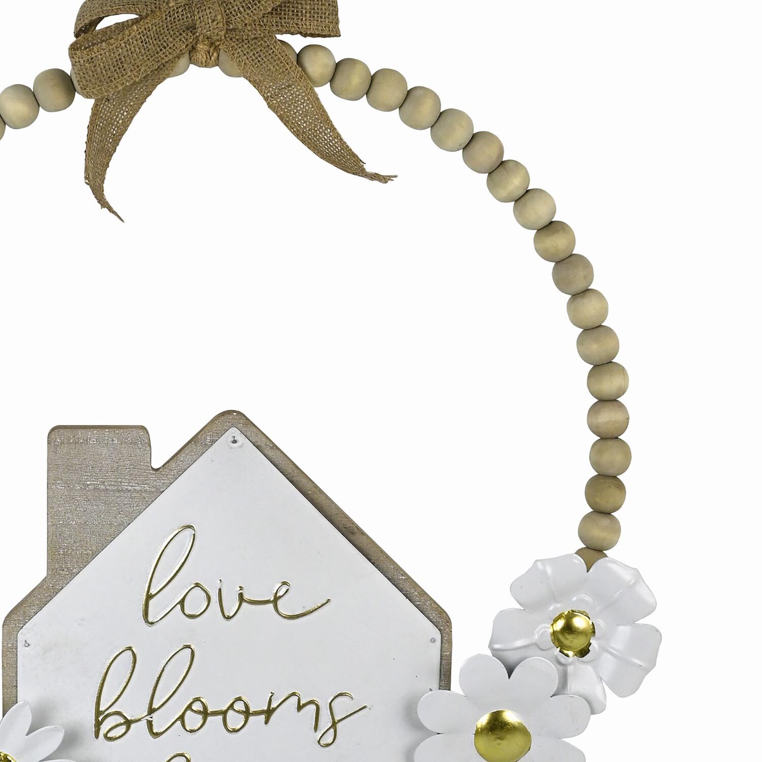 Love Blooms Here Beaded Sign - White Image 4