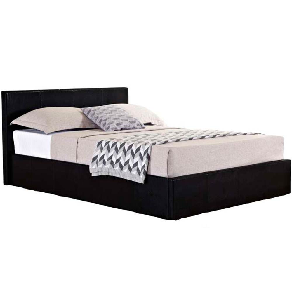 Berlin King Size Black Faux Leather Ottoman Bed Image 4