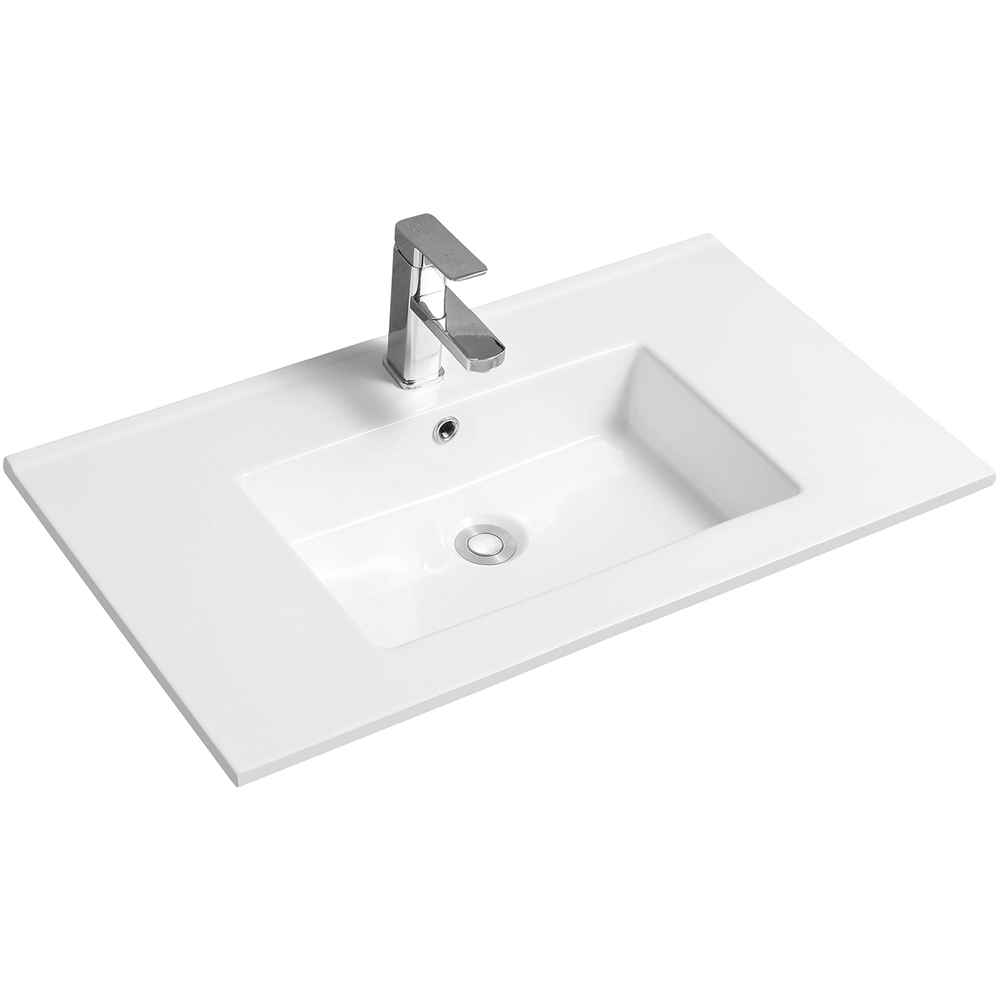 Limoge White Ceramic Thin Edge Inset Basin with Rectangular Bowl 810mm Image 1