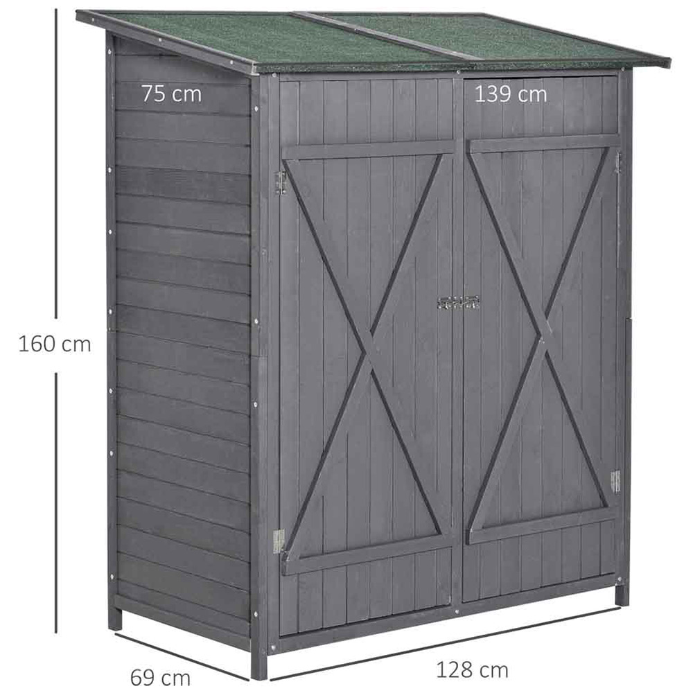 Outsunny 4.5 x 2.3ft Dark Grey Double Door Tool Shed Image 8