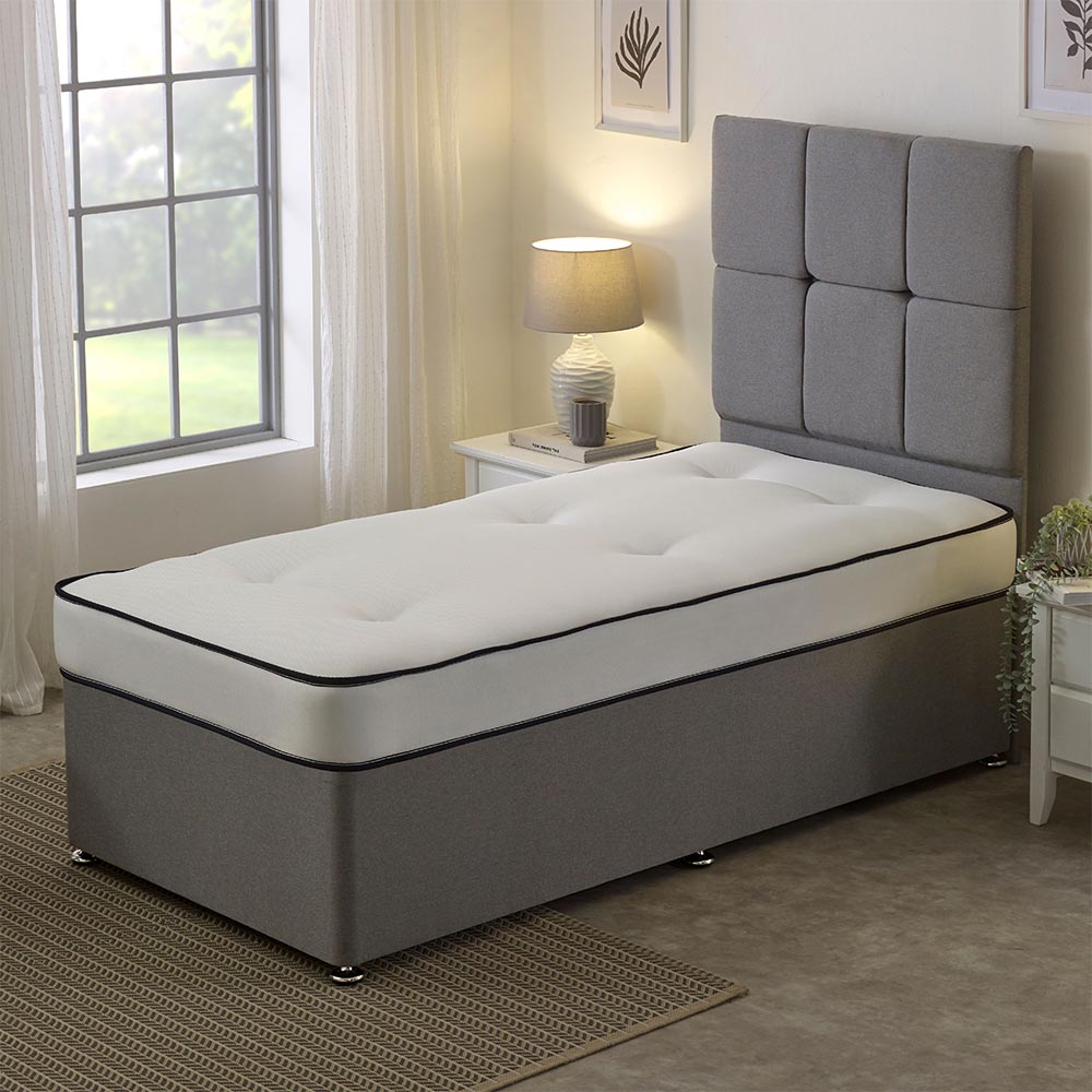 Extreme Comfort Small Single Blue and White Tufted Open Coil Spring Mattress Image 2