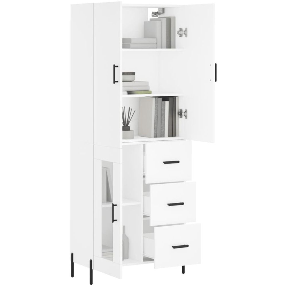 vidaXL 3 Door 3 Drawer 2 Shelf White Highboard Image 3
