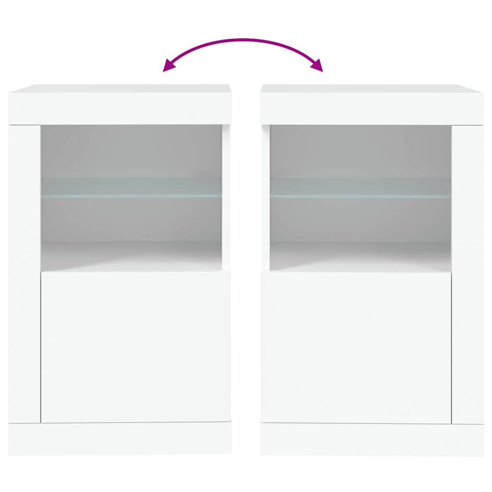 vidaXL Single Door 2 Shelf White Side Cabinet with LED Lights Image 8