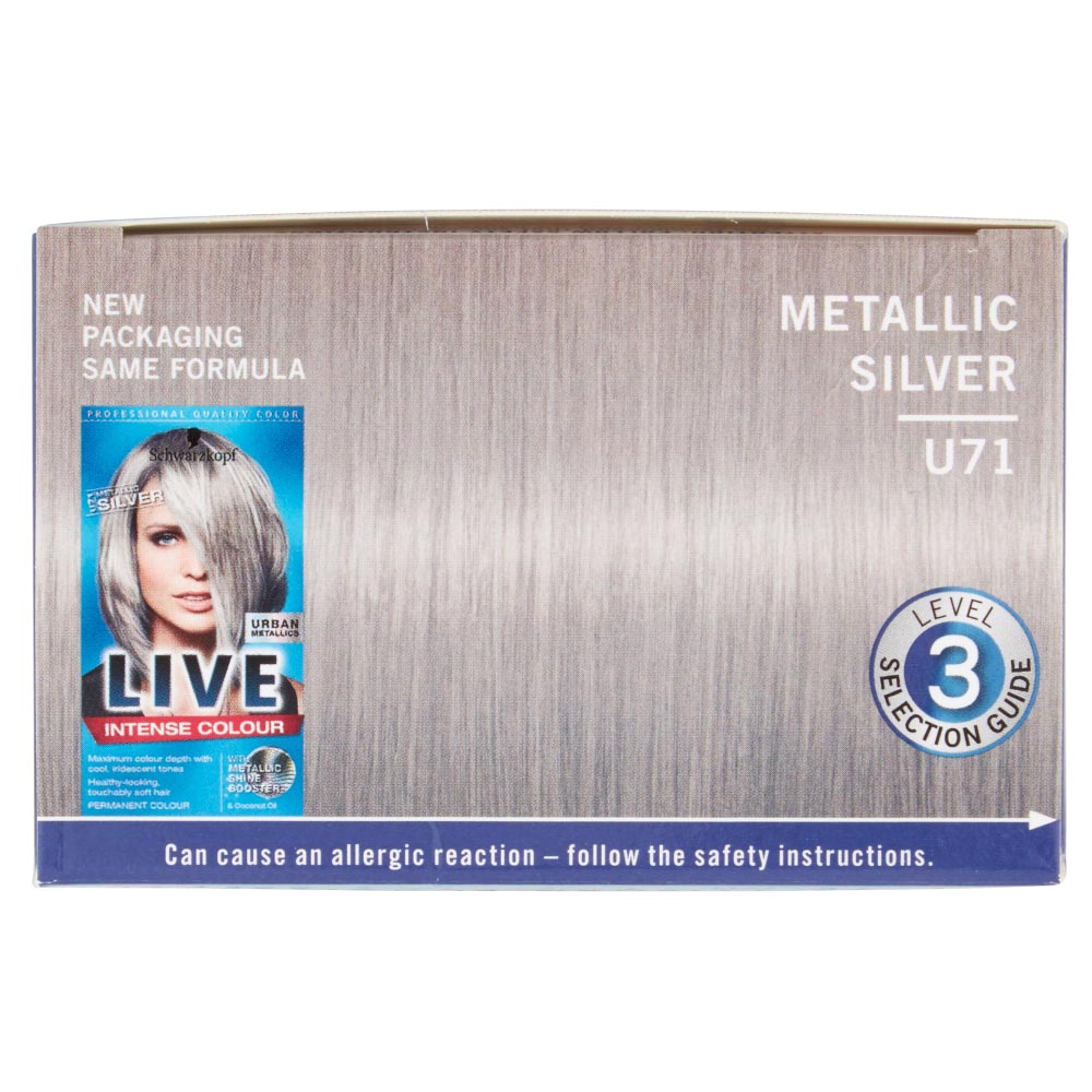 Schwarzkopf LIVE Urban Metallics Metallic U71 Silver Permanent Hair Dye Image 6