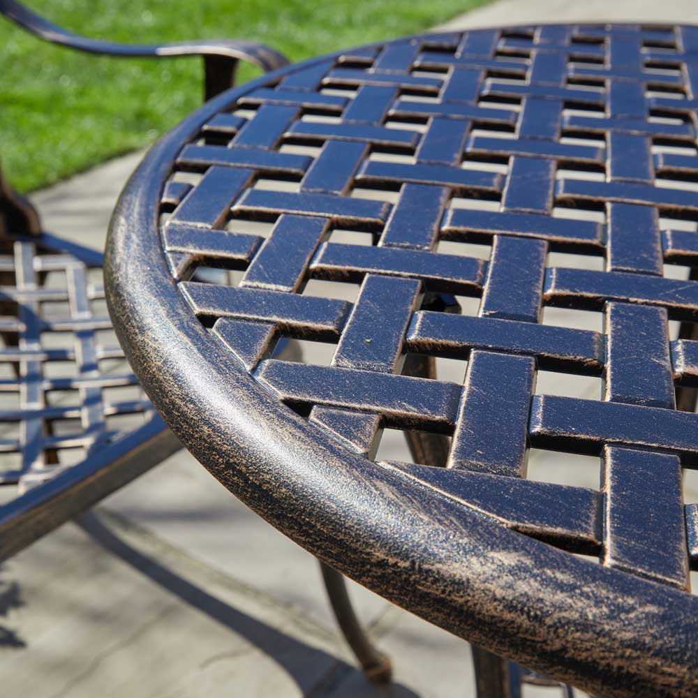 Home Source Aspen 2 Seater Brown Aluminium Lattice Patio Bistro Set Image 5