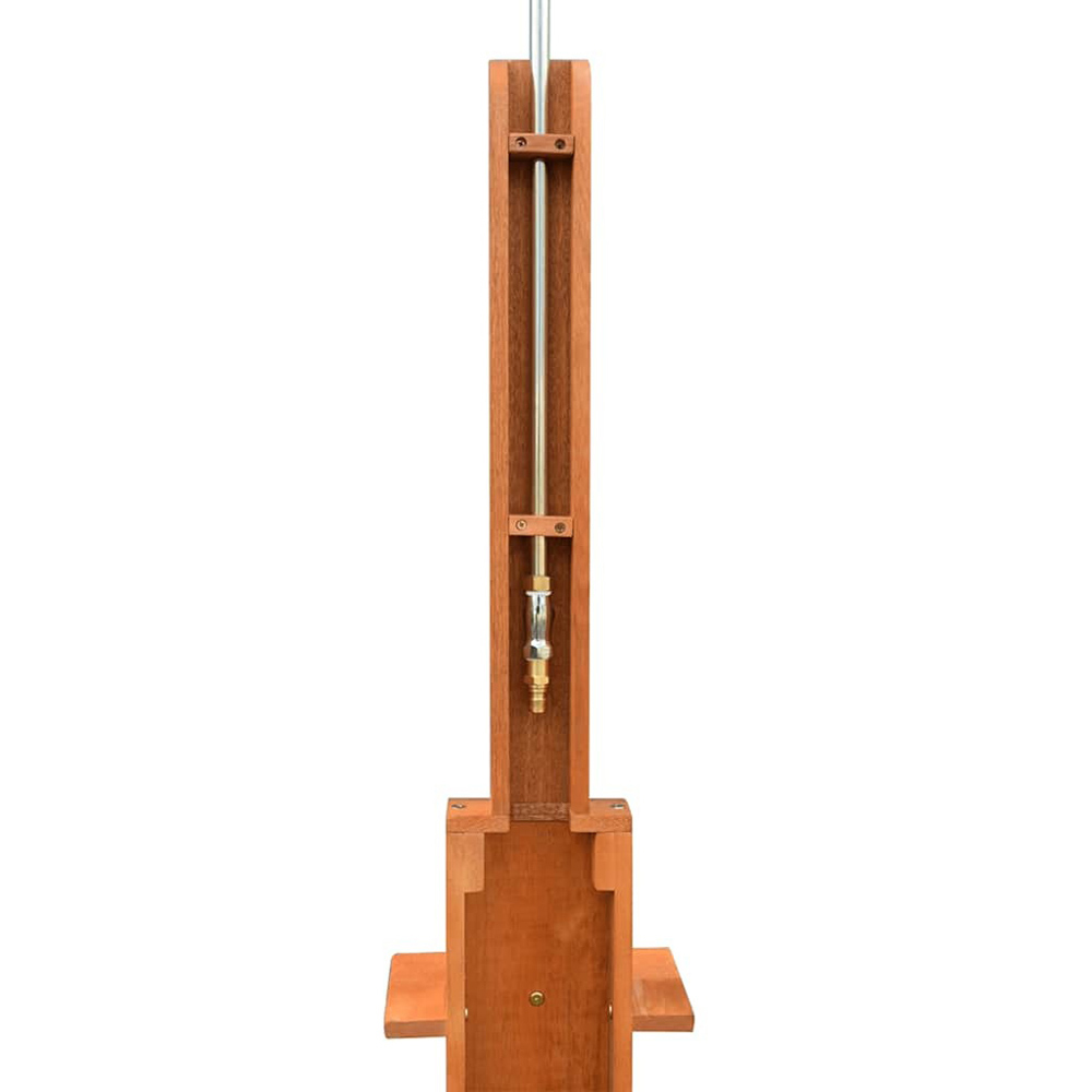 Walplus Brown and Silvery Eucalyptus Hardwood and Steel Outdoor Shower with Hose 220cm Image 5