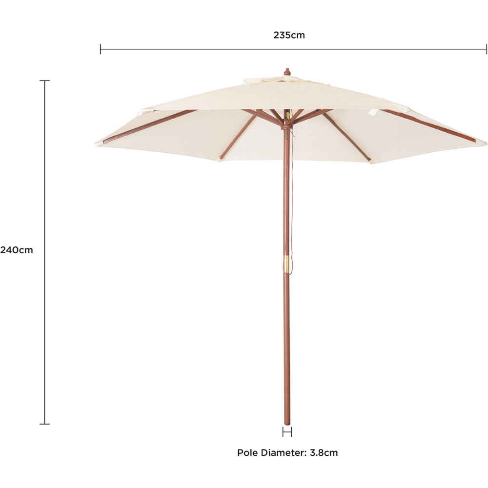 Charles Bentley Cream Wooden Parasol 2.4m Image 6