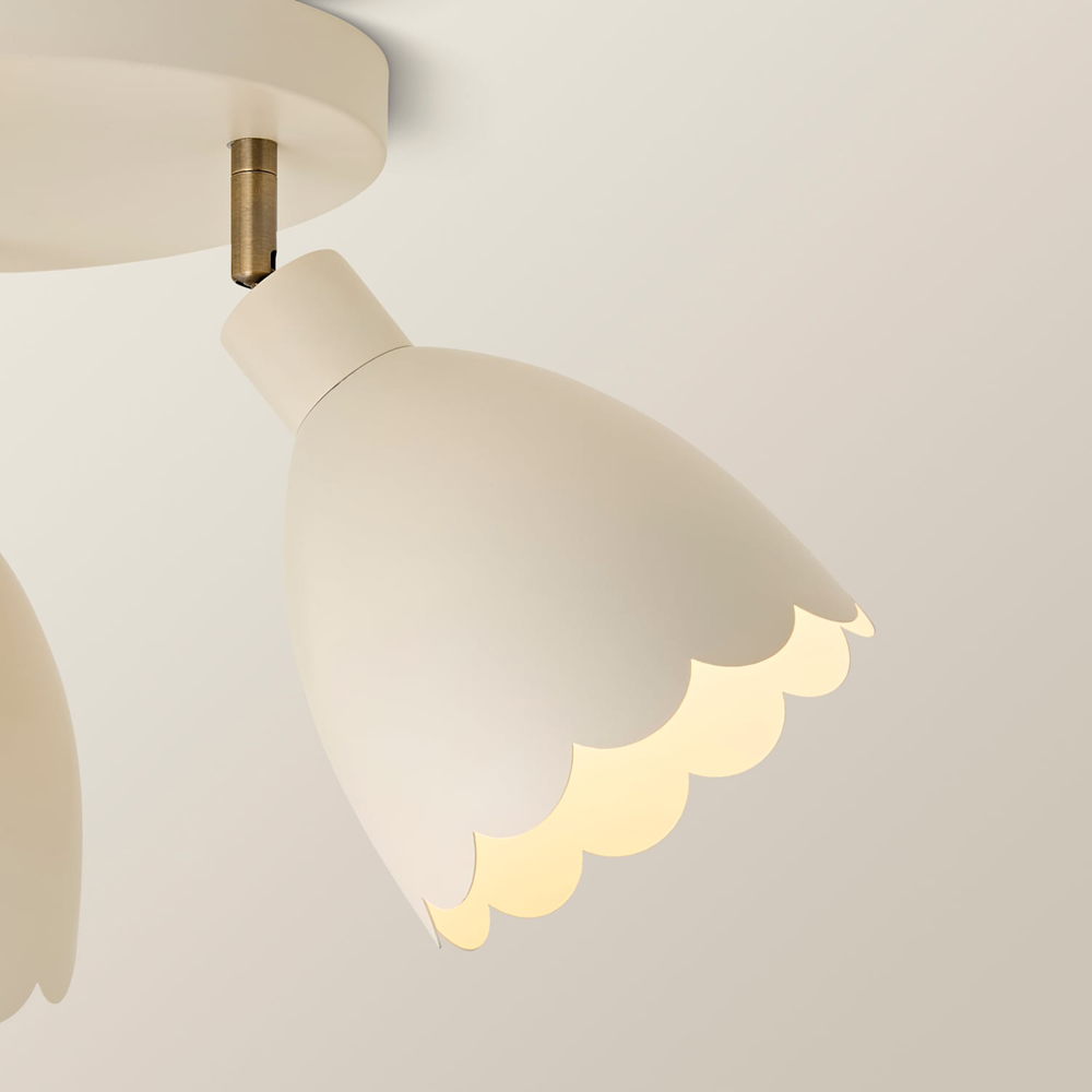 ValueLights Millie 3-Way Cream Scallop Adjustable Round Spotlight and Bulb Image 4