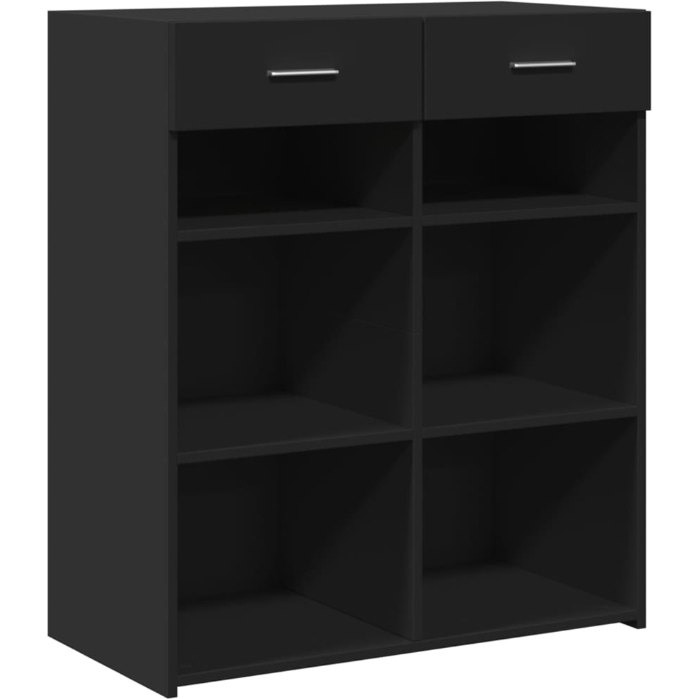 vidaXL 2 Drawer 6 Shelf Black Sideboard Image 2