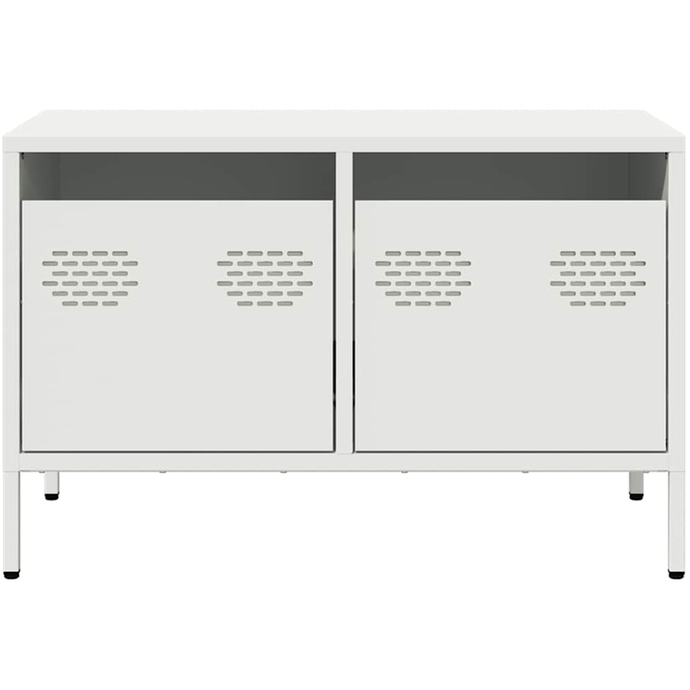 vidaXL 2 Drawer White Steel TV Cabinet Image 3
