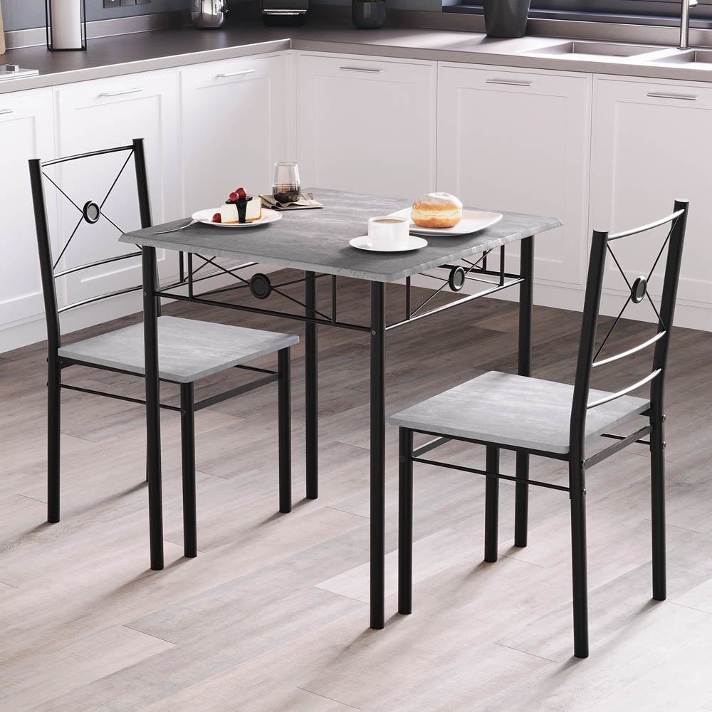 Vida Designs Roslyn 2 Seater Square Dining Set Concrete Grey Image 3