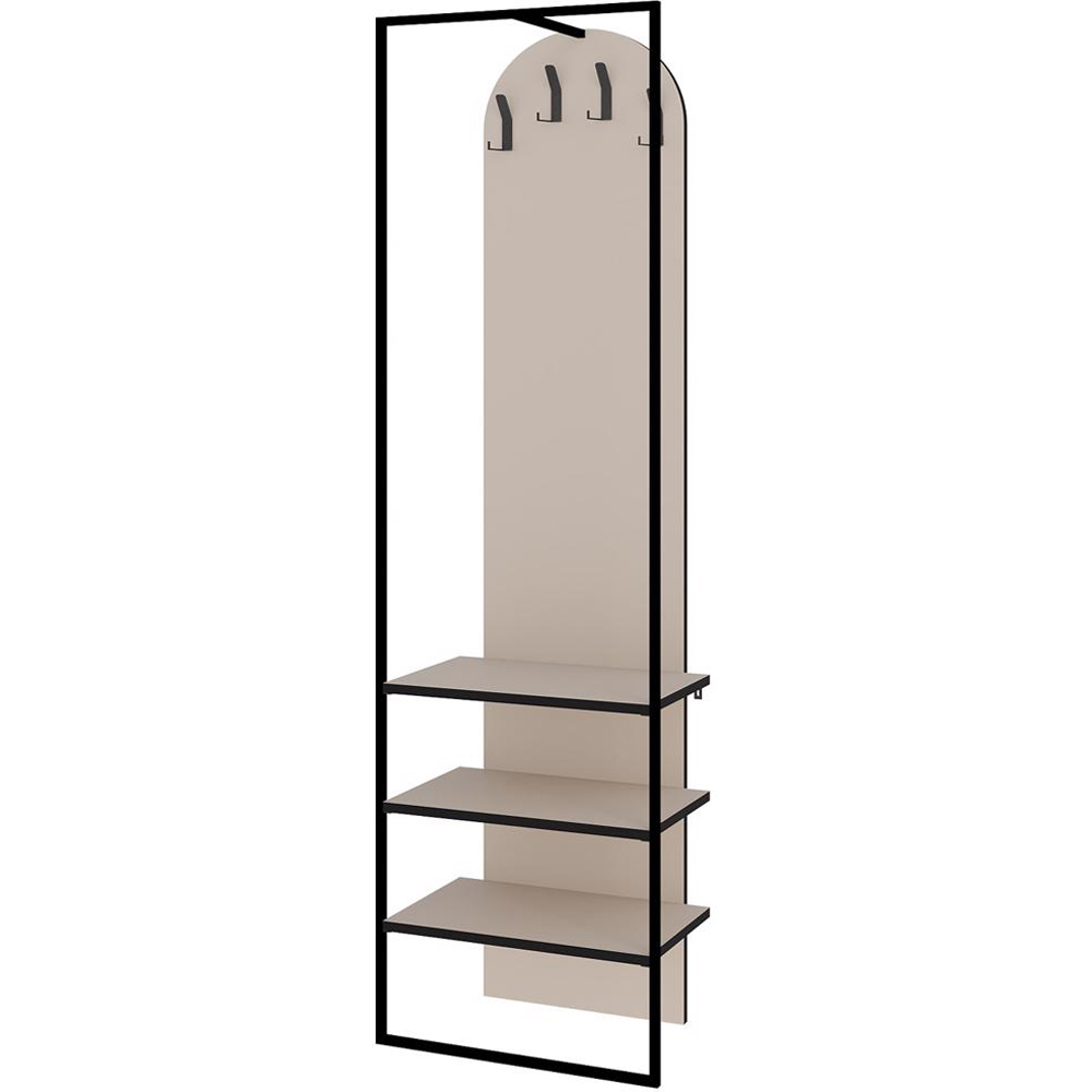 FWStyle Archy 3 Shelf Sandstone Shoe and Coat Rack Stand with Hanging Hooks Image 2