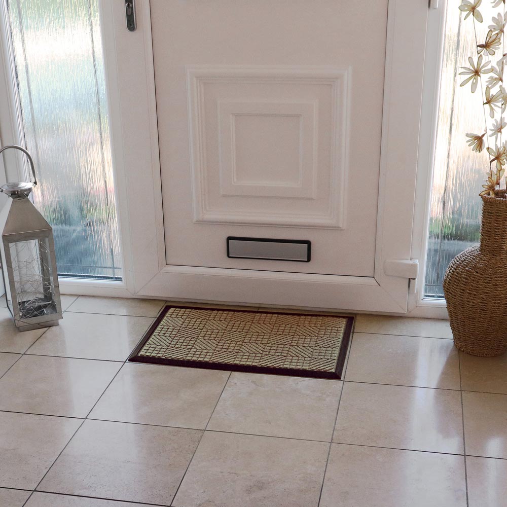 JVL Beige Firth Rubber Doormat 40 x 70cm Image 2