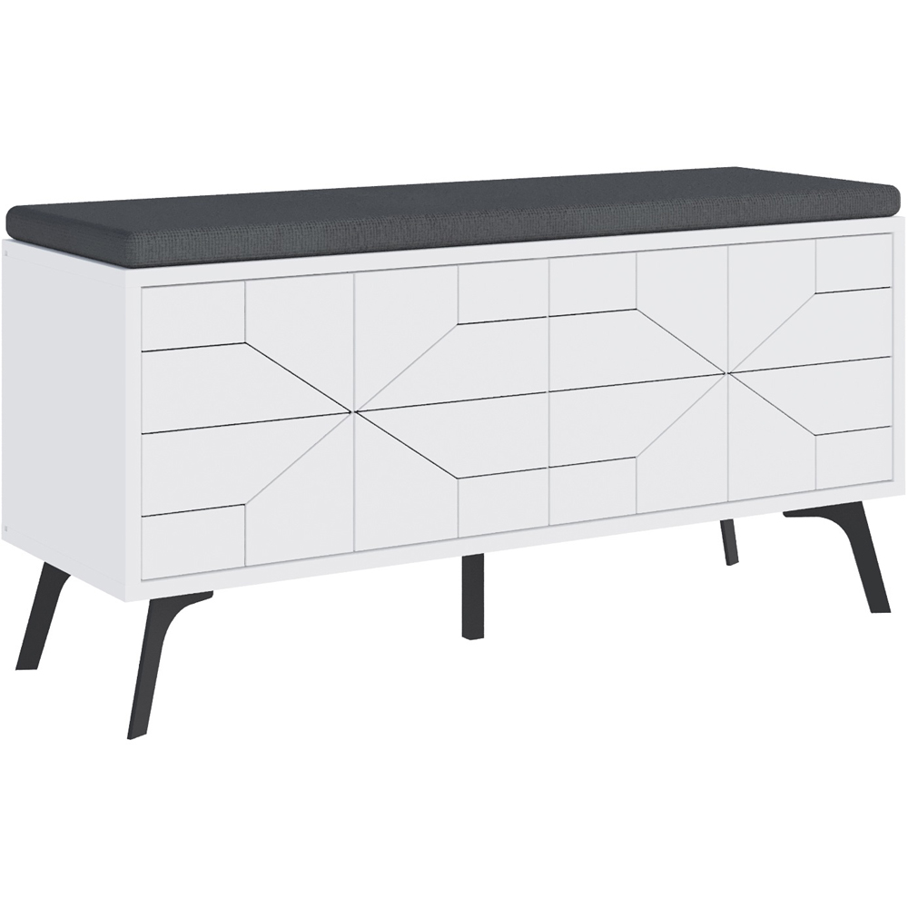 Decortie Dune 4 Door White Modern Shoe Storage Bench Image 2