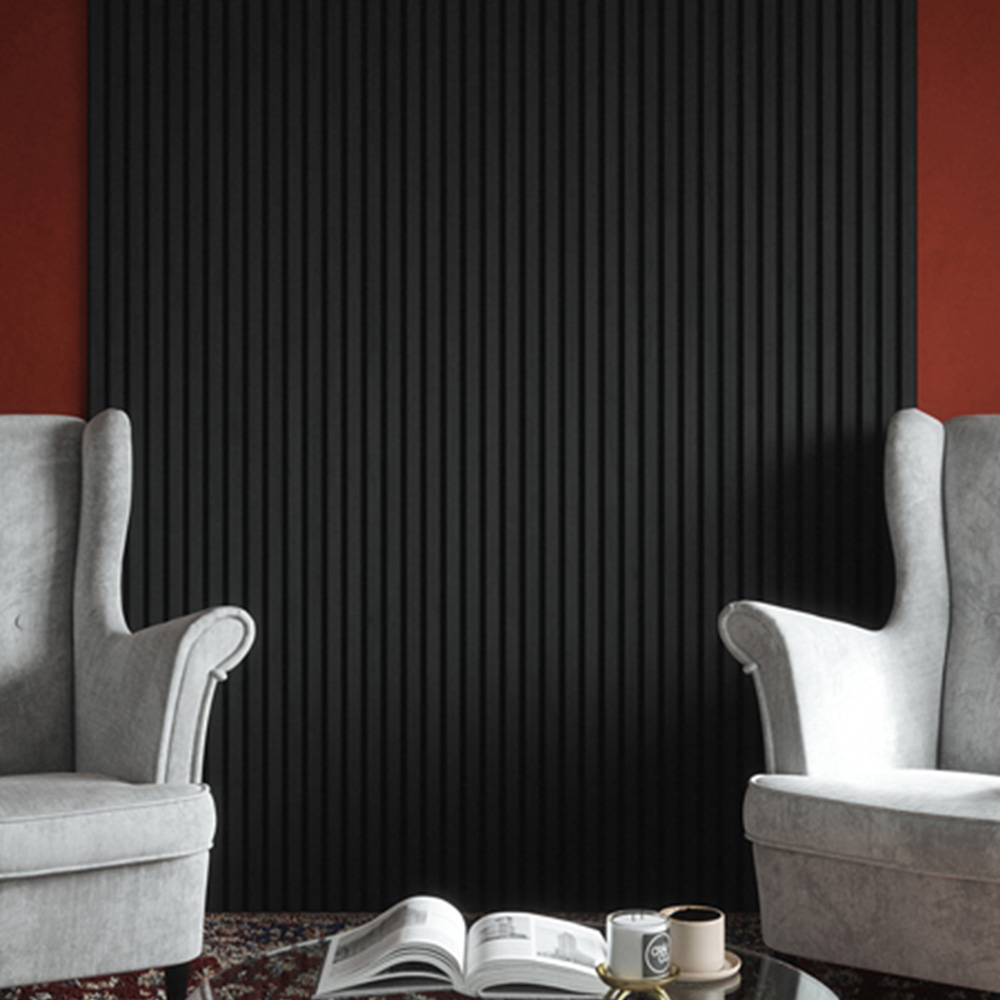 Kraus Easy Living Slate Grey Acoustic Slat Wall Panel 240 x 60cm 3 Pack Image 1