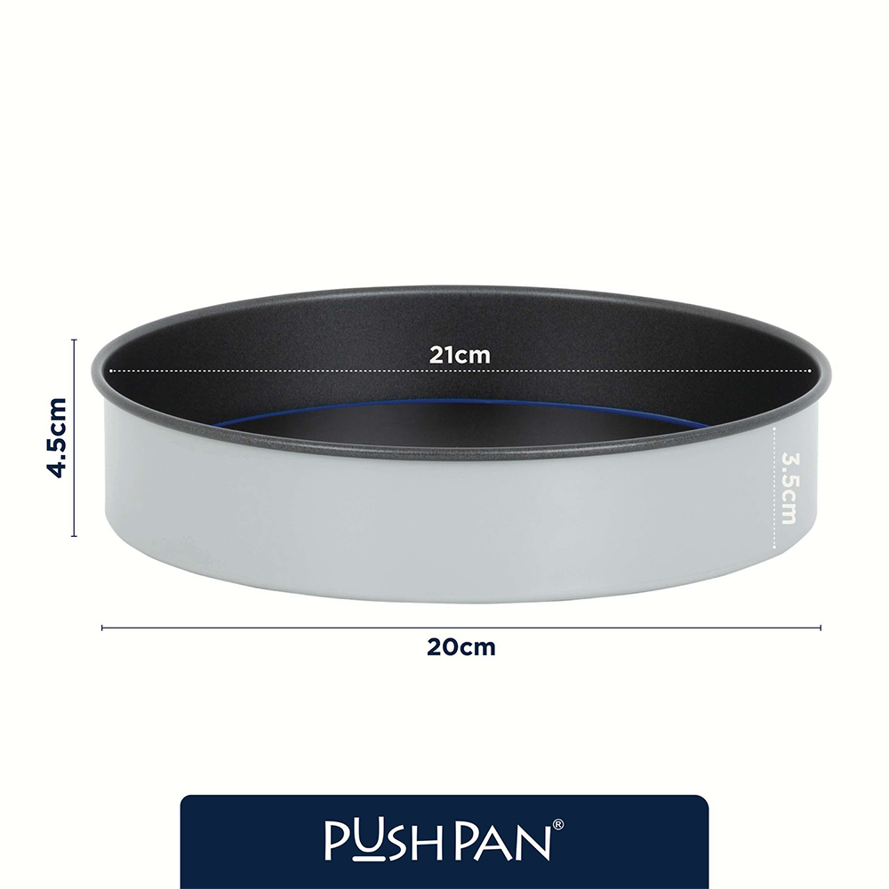 Wham PushPan 20cm Set of 2 Light Grey and Pewter Shallow Tin Image 9