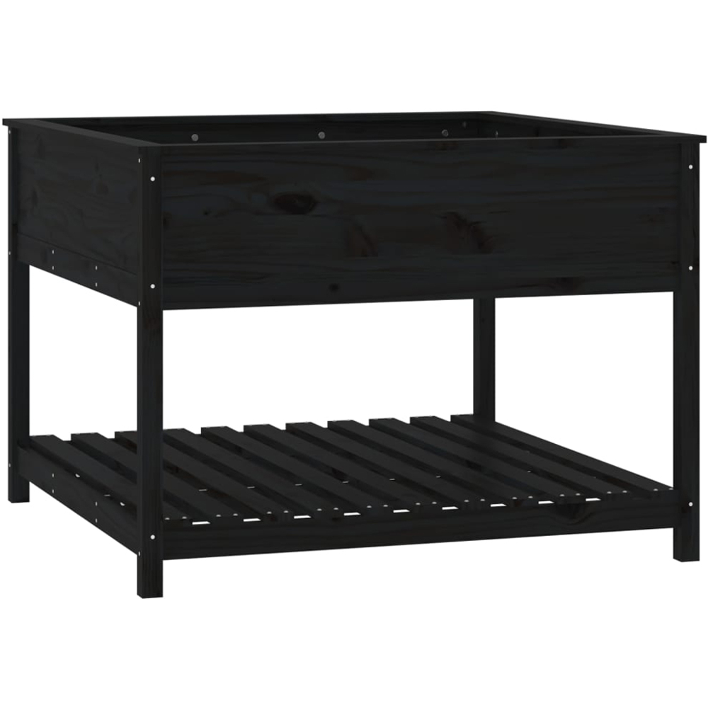 vidaXL Single Shelf Black Solid Pine Wood Garden Planter 111.5 x 111.5 x 81cm Image 1