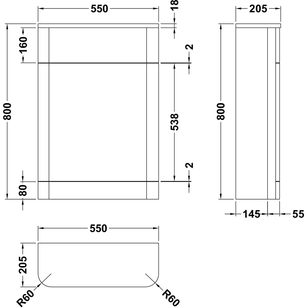 nuie Parade Soft Black Floor Standing Concealed Cistern WC Toilet Unit 550mm Image 2