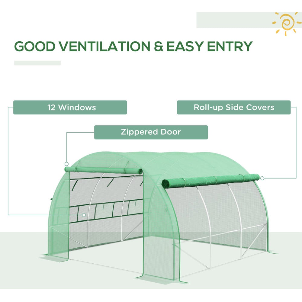 Outsunny Green Plastic 10 x 9.8ft Polytunnel Greenhouse Image 5