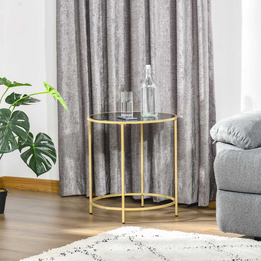 Portland Modern Gold Round Coffee Side Table Wilko