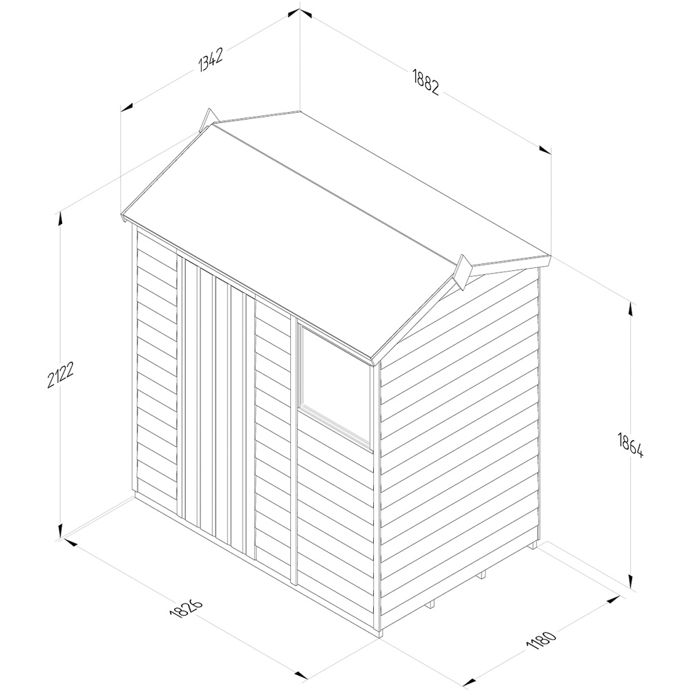 Forest Garden 4LIFE 6 x 4ft Single Door Single Window Reverse Apex Shed Image 9